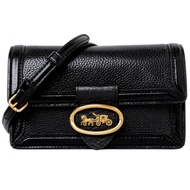 COACH RILEY浮雕馬車LOGO雙背帶斜背腰包(黑)