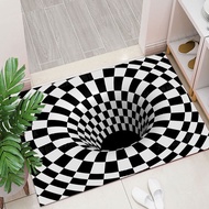 Floor Mat Black Grid Trap Floor Mat Bathroom Floor Mat Anti Slip Diatomite Mat 3D Fluid Water
