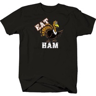 Men T-Shirt Eat Ham Thanksgiving Turkey Funny Tops Tee