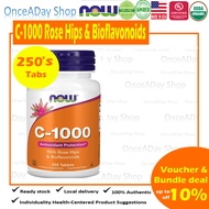 Now Foods, C-1000, With Rose Hips and Bioflavonoids, 250 Tablets (vitamin c 1000mg c1000, skin, beauty, immunity, wound, antioxidant, lung) Once A Day Shop
