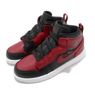 Nike 休閒鞋 Jordan 1 Mid ALT 運動 童鞋 經典款 喬丹 魔鬼氈 皮革 簡約 中童 黑 紅 AR6351074 AR6351-074