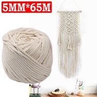 5mm Natural Beige Cotton Twisted Cord 65m Ropes Artisan Macrame String DIY Craft
