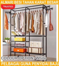 Rak Almari Besi Tahan Karat Besar Pelbagai Guna Penyidai Baju Rak/ Large Stainless Steel Wardrobe Storage Clothes Rack