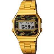 Casio Digital นาฬิกาข้อมือ ลายพรางทหาร สายสแตนเลส รุ่น A168WEC