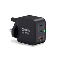 Xpower - (黑色) 2G65 第2代 65W超迷你GaN Type-C+PD充電器 插頭 65W Mini GaN 2C1A Charger xp-2g65-bk / A1901 (香港原裝行貨 1年保養)