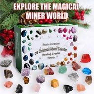 24pcs Ore Christmas Advent Calendar Gemstone Rocks Minerals Fossils Xmas Countdown Advent Calendar Kids Geology Enthusiast Toys