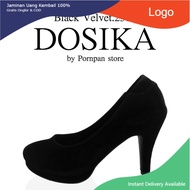 รองเท้าผู้หญิง รองเท้าส้นสูงผู้หญิง penne/dosika รองเท้าคัชชู ส้นสูง 3.5 นิ้ว สีดำ หนังเรียบ/หนังแก้ว/กำมะหยี่ เสริมหน้า คัชชูนักศึกษา คัชชูทำงาน