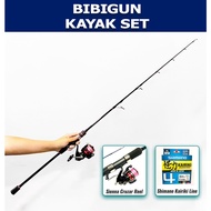 Boat &amp; Kayak Fishing Set (1.2m Rod) | Kohaku Bibi Gun Fishing Rod with Shimano Sienna Reel &amp; Free Fishing Pack