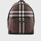 BURBERRY 格紋環保帆布後背包(暗樺木棕色)