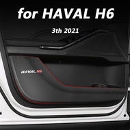 อุปกรณ์ตกแต่งภายในรถยนต์ปี H6จาก HAVAL 2021แผ่นกันเตะประตูหนังป้องกันคราบสกปรก4ชิ้น