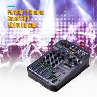 Muslady Portable 4-Channel Sound Card Mixing Console Audio Mixer Built-in 16 DSP 48V Phantom power Supports Connection MP3 Player Recording Function 5V power Supply DJ Live Broadcast