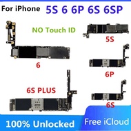 เมนบอร์ดสำหรับ Iphone 6 6 Plus,ปลดล็อคจากโรงงานของแท้สำหรับ Iphone 5S 6 6 Plus 6S 6S Plus บอร์ดตรรกะไม่มี Touch ID