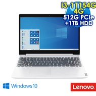 【硬碟升級特仕版】Lenovo IdeaPad L3-82HL005YTW 暴雪白(i3-11154G/4G/1TB HDD+512G PCIe/Win10/FHD/15.6)
