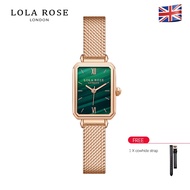 Lola Rose women square metal strap watch vintage style malachite green watch