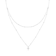 Goldheart Classic 18K White Gold Diamond Cross Layered Necklace