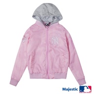 MLB - 洋基隊鋪棉可拆帽棒球外套-淺粉紅 (女)
