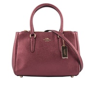 【COACH】馬車Logo金屬皮革手提斜背二用殺手包(酒紅色) F67247 IMPJT