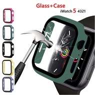 กระจกนิรภัย + เคสสำหรับ Apple Watch 7 SE 6 5 4 45มม. 44มม. 41มม. 40มม. Apple Watch 3 2 1 42มม. 38มม. หน้าจอ + เคสกันกระแทกอุปกรณ์เสริมสำหรับ Apple Watch