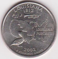 【小叮噹錢幣】（美國50州25美分紀念幣）西元2002年 路易斯安那州 D版硬幣一枚 品相如圖