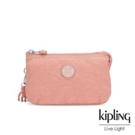 【KIPLING】奶油草莓拿鐵色三夾層配件包-CREATIVITY L