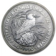 1990 AUSTRALIAN KOOKABURRA 1 OZ SILVER COIN