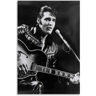 Elvis Presley with Guitar Poster Decorative Painting Canvas Wall Art Living Room Posters Bedroom Painting Xinchxcm