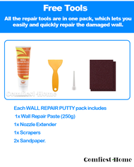 [SG Stock] Wall Repair Putty Kit (Free Tools), Gap Filler, Quickly Repair Wall Damages, Floor Wall Grouts Grout Cleaner Stain Removal , 250g, White