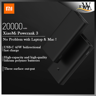 Xiaomi 20000mAh Gen 3 Powerbank Support USB-C Two-way 45W Power Delivery (PD) and Qualcomm QC3.0 Fast Charge Power Bank, Compatible with iPhone, iPad, Macbook