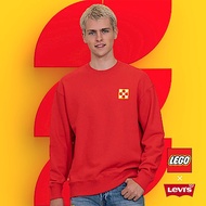 Levis X LEGO 男款 重磅大學T 寬鬆休閒版型 樂高積木通用軟墊 附限定版積木 紅