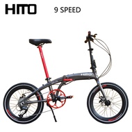 Hito Brand Classic 20-Inch Folding Bicycle Aluminum Alloy 9-Speed Ultra-Light Portable Small Adult Men's and Women's Bicycle