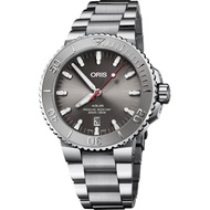 【ORIS 豪利時】水鬼 Aquis Relief 日期潛水機械錶-灰/43.5mm(0173377304153-0782405PEB)