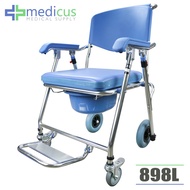 Medicus 898L Heavy Duty Foldable Commode Chair Toilet with Wheels Arinola with Chair