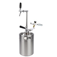 5 Liter Beer Barrel With Extension Rod,5L Beer Growler Mini Keg Kit Corny Style D System Keg Coupler, Homebrewing Beer Dispenser