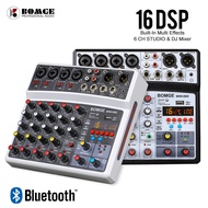 BOMGE Wireless 6 Channel Audio Mixer Portable Mixing Console USB Interface Sound Card With 16 DSP Echo 48V Phantom Power UT9W