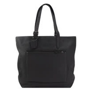 COACH 專櫃商品 32248 壓印LOGO前拉鍊肩背大托特包.黑
