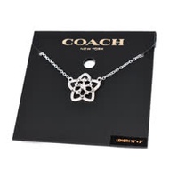 COACH 晶鑽縷雕花朵鎖骨鍊-銀色
