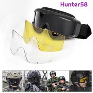 [ Hunter58 ] Military Airsoft Tactical Goggles Shooting Glasses Motorcycle Windproof Wargame Goggles (J1460-6)
