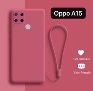 CASE OPPO A15 MEWAH PREMIUM LIQUID DOFF ANTI CORET TALI SARUNG SILIKON CASING COVER KESING HP SOFT CASE