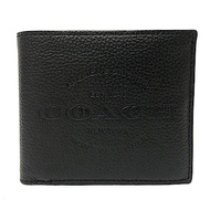 COACH 壓印大LOGO男款8卡對折輕便短夾(黑)