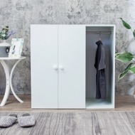 Birdie南亞塑鋼-防水3尺二門一格組合式塑鋼衣櫃/雙吊桿塑鋼收納衣櫃(白色)-90x46.5x90