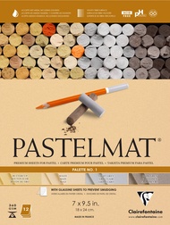 Clairefontaine Pastelmat Glued Pad - Palette No. 1 - (7 x 9 1/2 Inches) 18 x 24 cm - 360g - 12 Sheets - Maize, Buttercup, Dark Grey, Light Grey