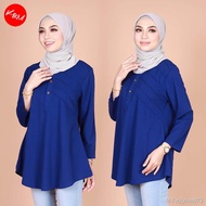 Women's Plus Size Blouse Big Cutting Plain Color Cotton Blend Comfortable Material Baju Muslimah Wanita Malaysia