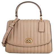 COACH 轉扣LOGO線性縫手提/斜背包(奶茶)