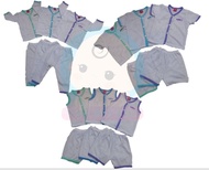 Borong Newborn Eyelet White Button Shirt Newborn Baby Baju Lubang-Lubang Set Butang Welcoming Gift
