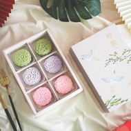 PRE-ORDER【8悦】Assorted 3 Flavors Mix Box Snowskin Mooncake Gift Set Low Sugar 6pcs (Free Delivery)