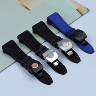 28mm High Quality Nylon Cowhide Silicone Watch Band Black Blue Folding Buckle Watchband Suitable for Franck Muller Strap Series