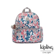 【KIPLING】碰撞魅力潑墨多口袋拉鍊後背包-MATTA