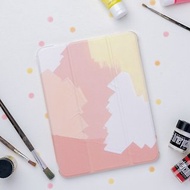 iPad Pro/Air/Mini三折式霧面軟底軟邊氣囊保護殼-復古油畫蜜桃粉