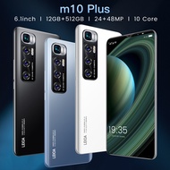 【Baru + 5G + Ori】 2021 Terbaru 100% Baru Ori Hp M10 Plus Ponsel RAM 12G + 512G Promo Handphone dengan Harga Murah Ponsel Cuci Gudang 10.0 Mobile Phone 4800Mah Smart Ponsel M10 Plus 6.1Inch Smartphone cellphone sunfury sunfury