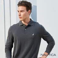 Nautica經典素面長袖POLO衫-深灰